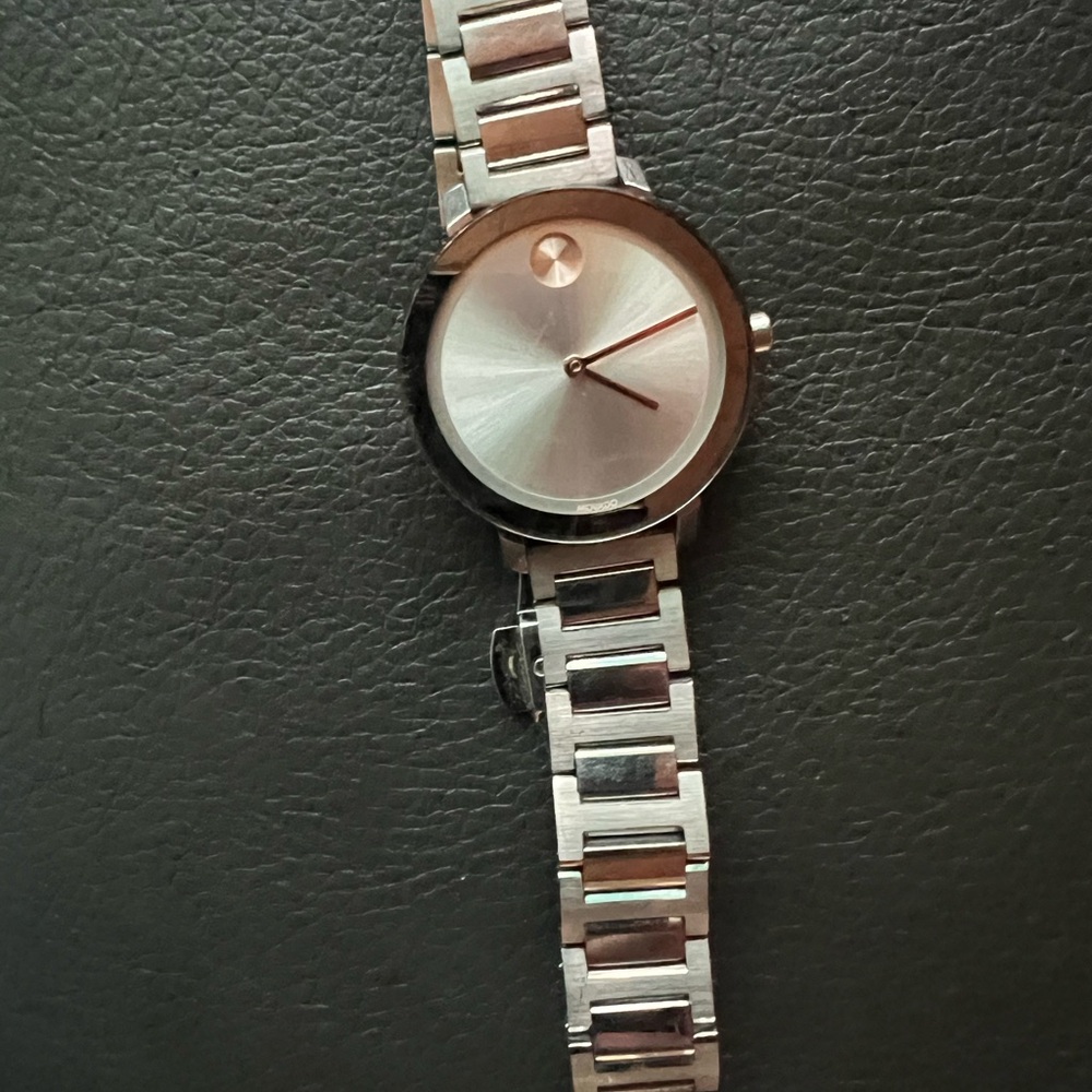 Movado Bold addition Women Rose Gold and Silver Watch with Stainless Steel Band